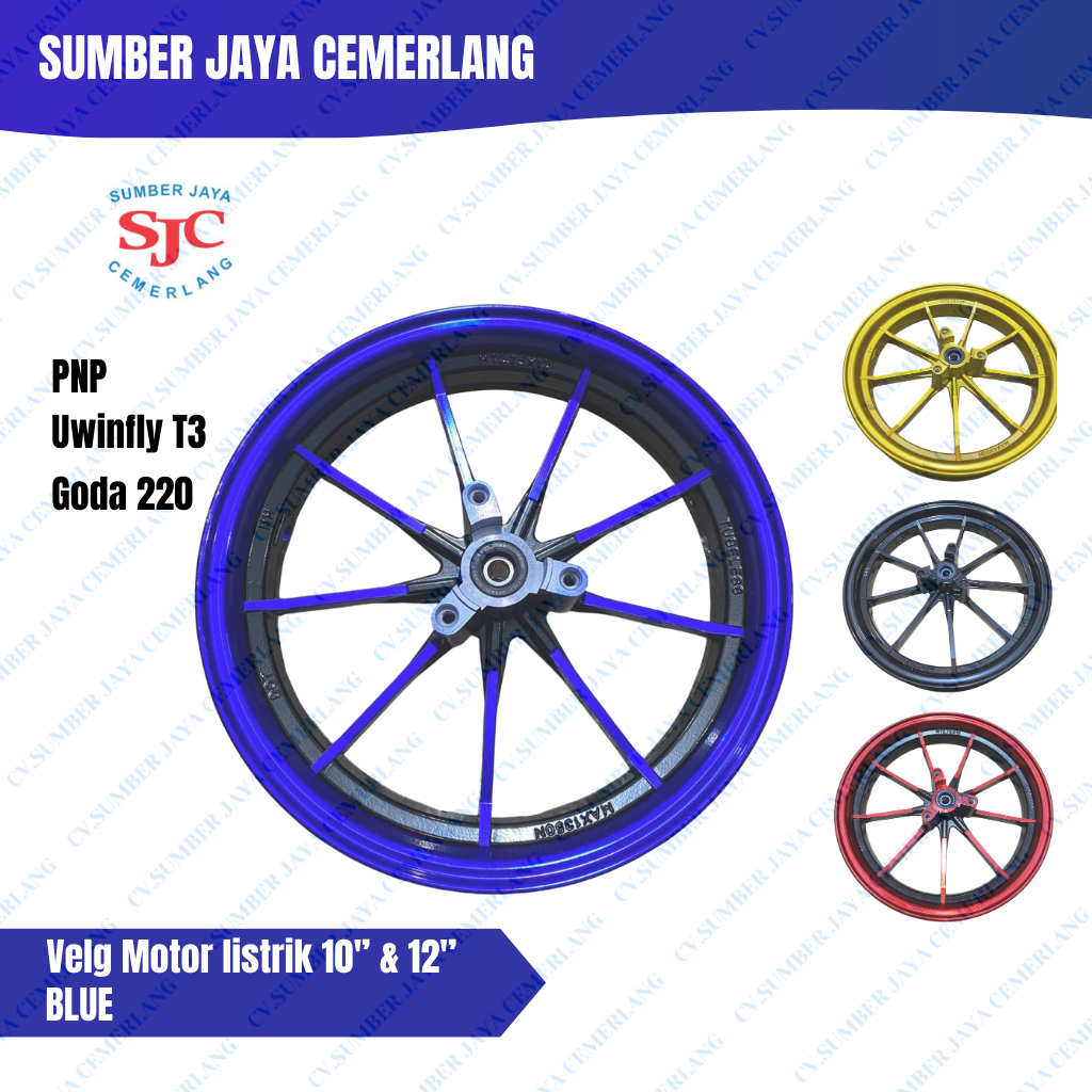 Velg Velk Motor listrik 10 inch dan 12 inch PNP Uwinfly T3, Goda 220 Kualitas import