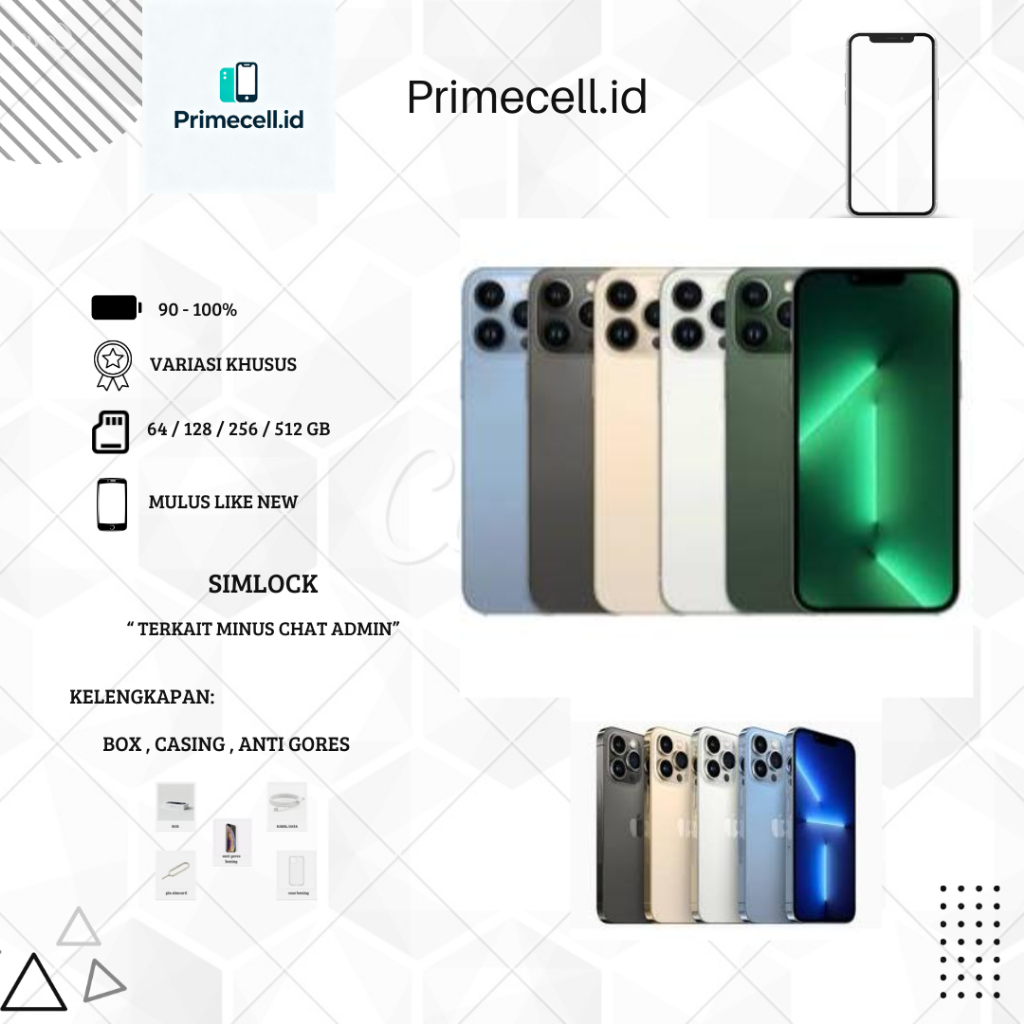 iPhone 13 Pro Max Inter Second – Ori 100% Fullset | Mulus Minus | Lancar Game/Live/Video | 128/256/5