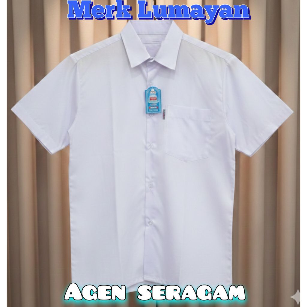 seragam kemeja putih merk LUMAYAN pendek seragam sekolah