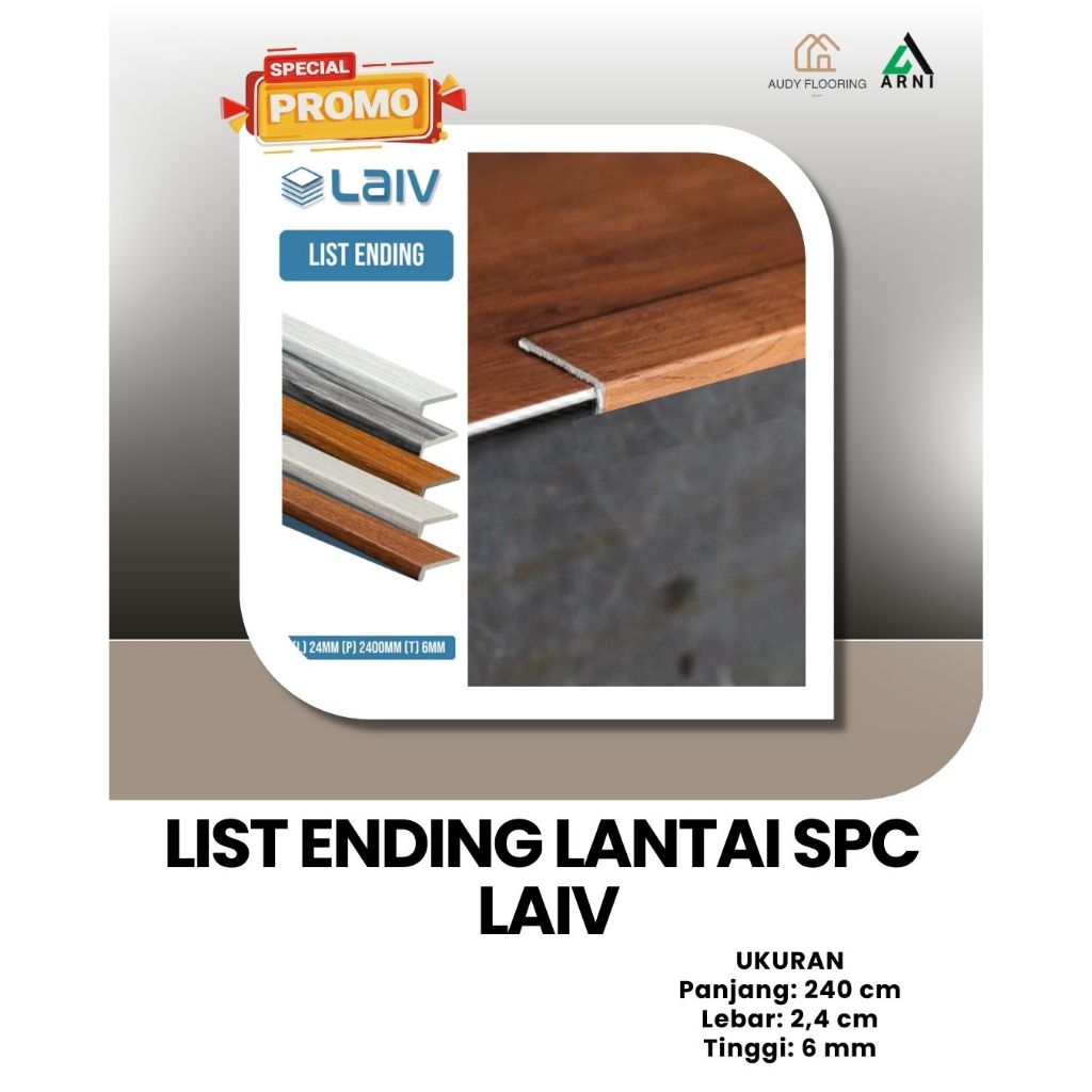 List Ending PVC Untuk SPC Lantai tebal 6mm | Aksesoris Lantai SPC