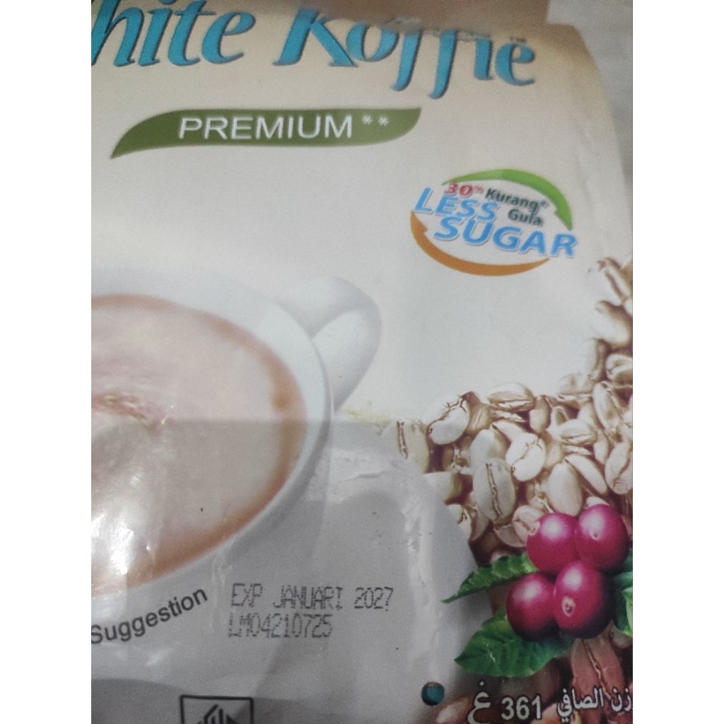 LUWAK WHITE KOFFIE PREMIUM LESS SUGAR KOPI INSTANT 3 IN1 19 SACHET x 19g