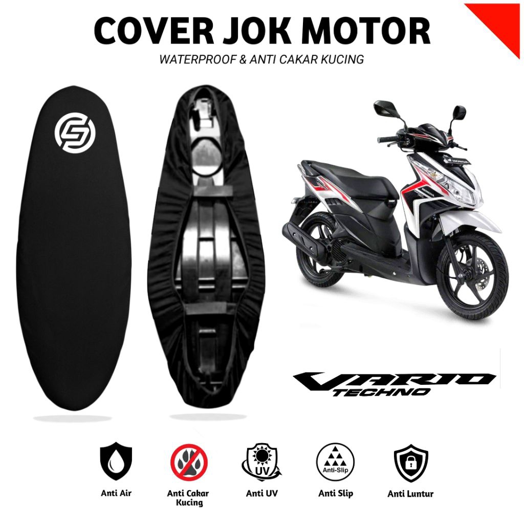 sarung cover jok motor VARIO TECHNO 125 old cover jok motor waterproof anti slip anti cakaran kucing