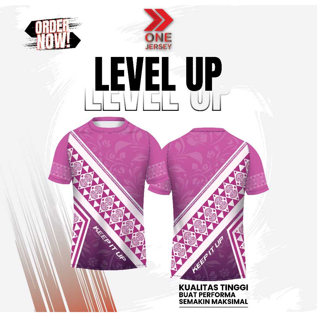 Jersey Printing Motif Etnik Magenta - Kaos Olahraga Batik Modern Lari Futsal Sepakbola Badminton Pre