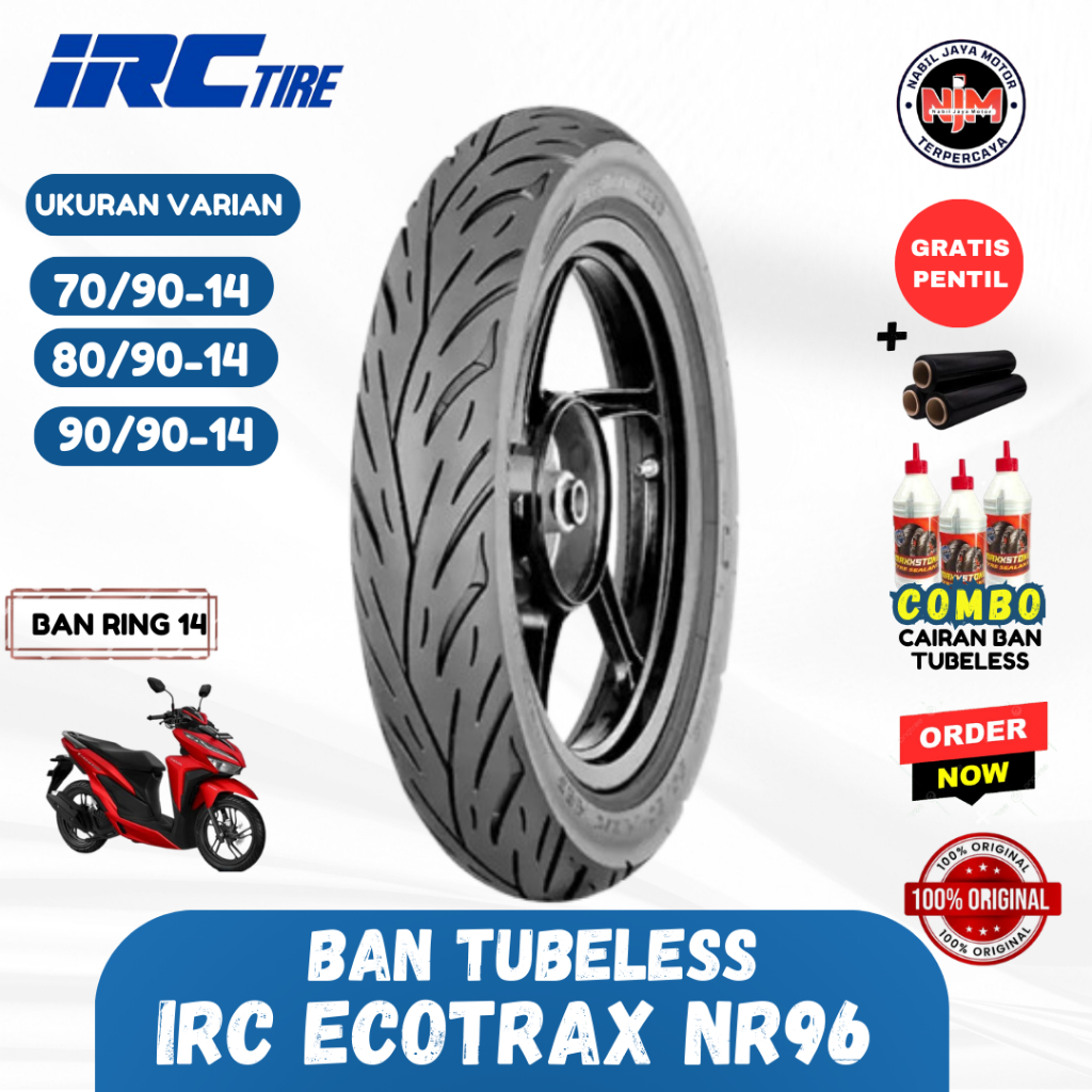 Ban Motor IRC ECOTRAX NR96 90 90 80 90 Ring 14 Beat Vario Mio Nex Tubeless Free Pentil