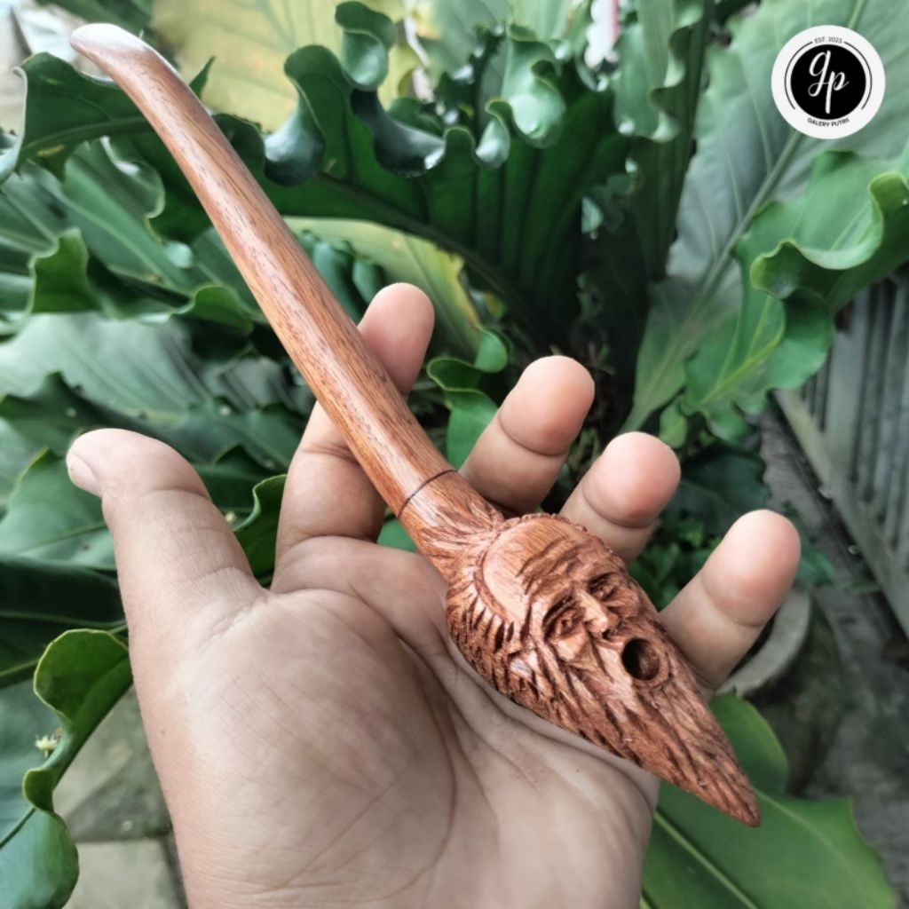 once pipa varian model unik dan antik ukir pak tua / ukir orang tua kayu kelor emas