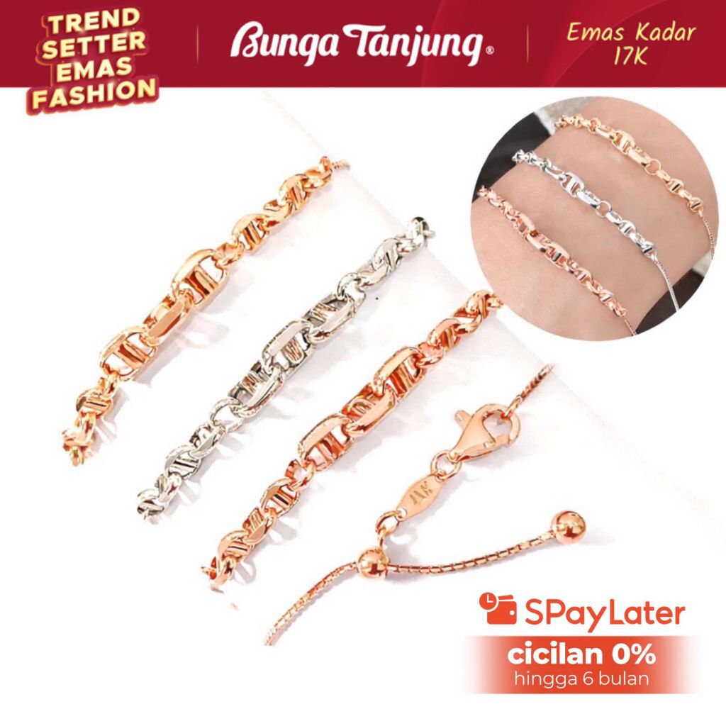 GELANG SERUT HERME - EMAS 17K - BUNGA TANJUNG GOLD