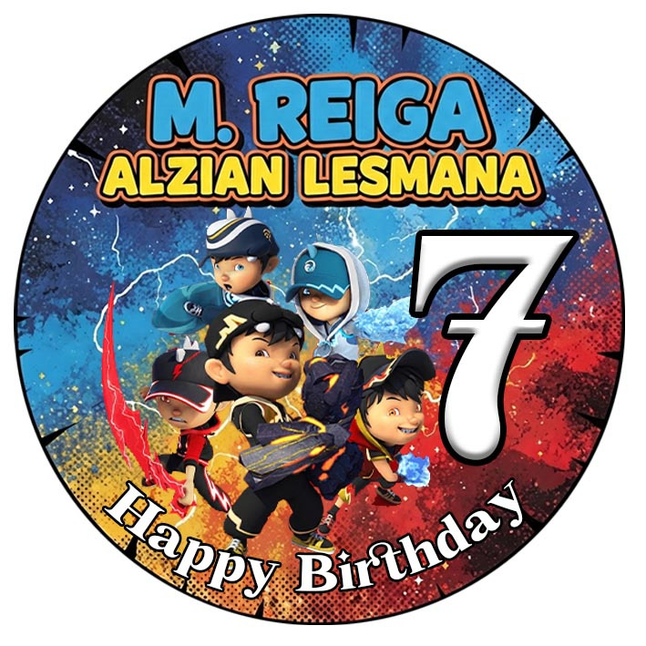 ( Isi 5o pcs) Sticker Ulang Tahun Anak Bentuk Bulat Custom I Stiker snack box, stiker makanan I Stic