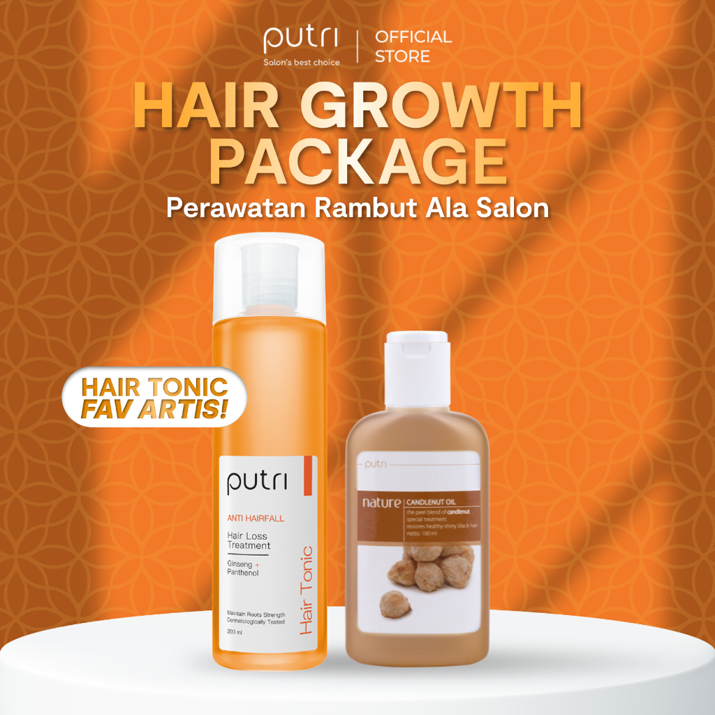 Putri Hair Growth Package - Anti Hairfall Hair Tonic & Natural Candlenut Oil | Hair Care Wangi Tahan