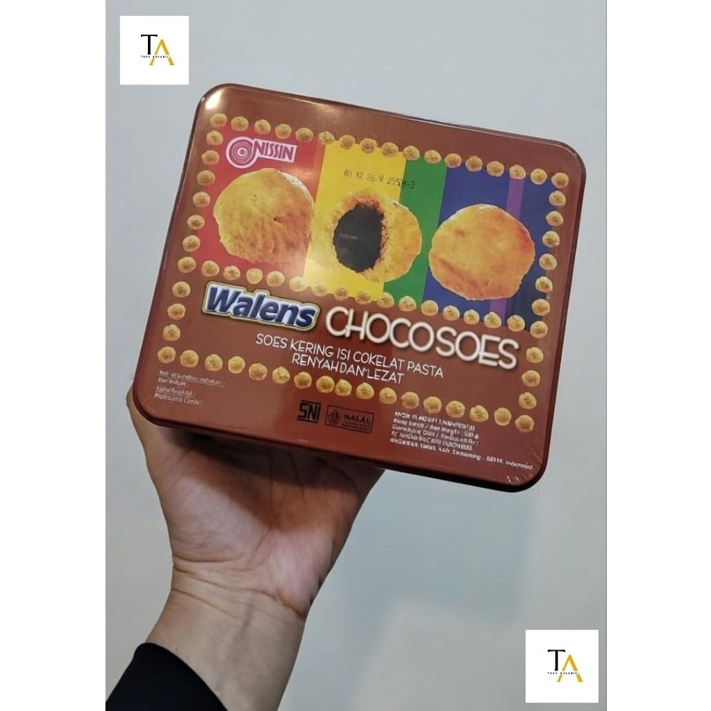 Nissin walens soes kaleng 350gr kue soes isi coklat lumer