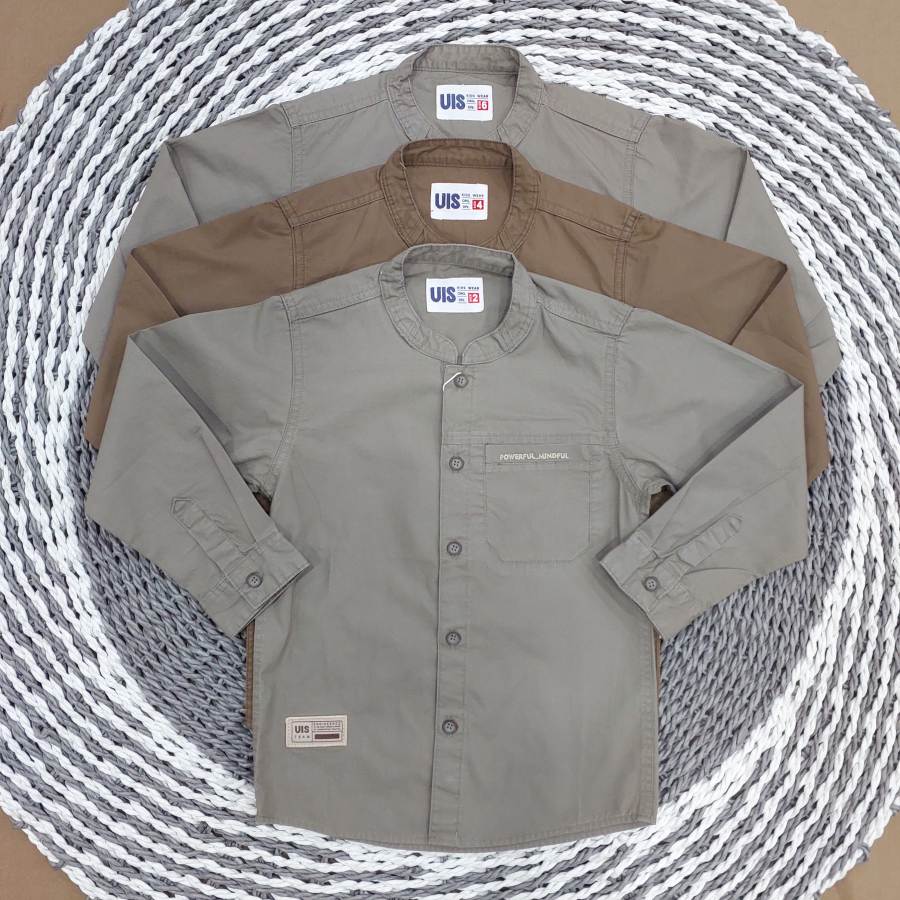 UIS Kids Kemeja Anak Laki-Laki Lengan Panjang Katun Premium Kerah Shanghai Casual | POWERFUL