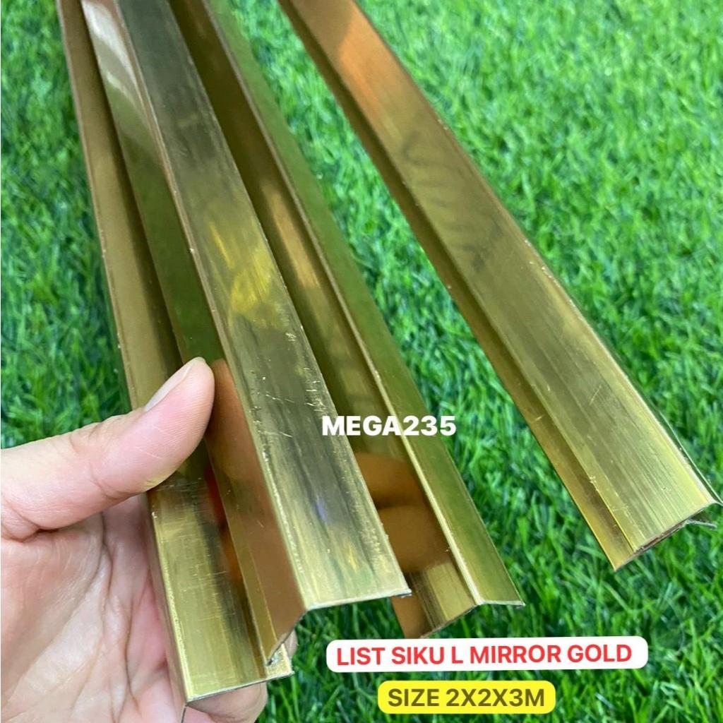 LIST SIKU L MIRROR GOLD SIKU SUDUT ALUMUNIUM METAL