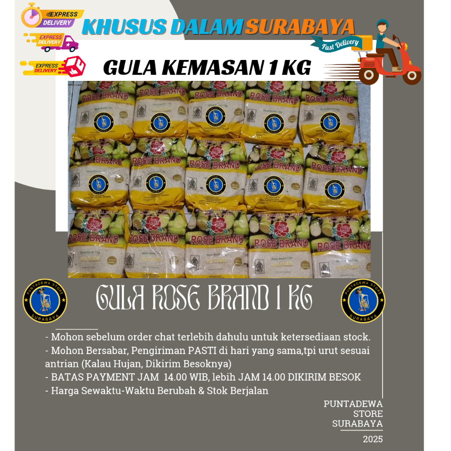 GULA KEMASAN ROSE BRAND 1 KG SURABAYA BRT
