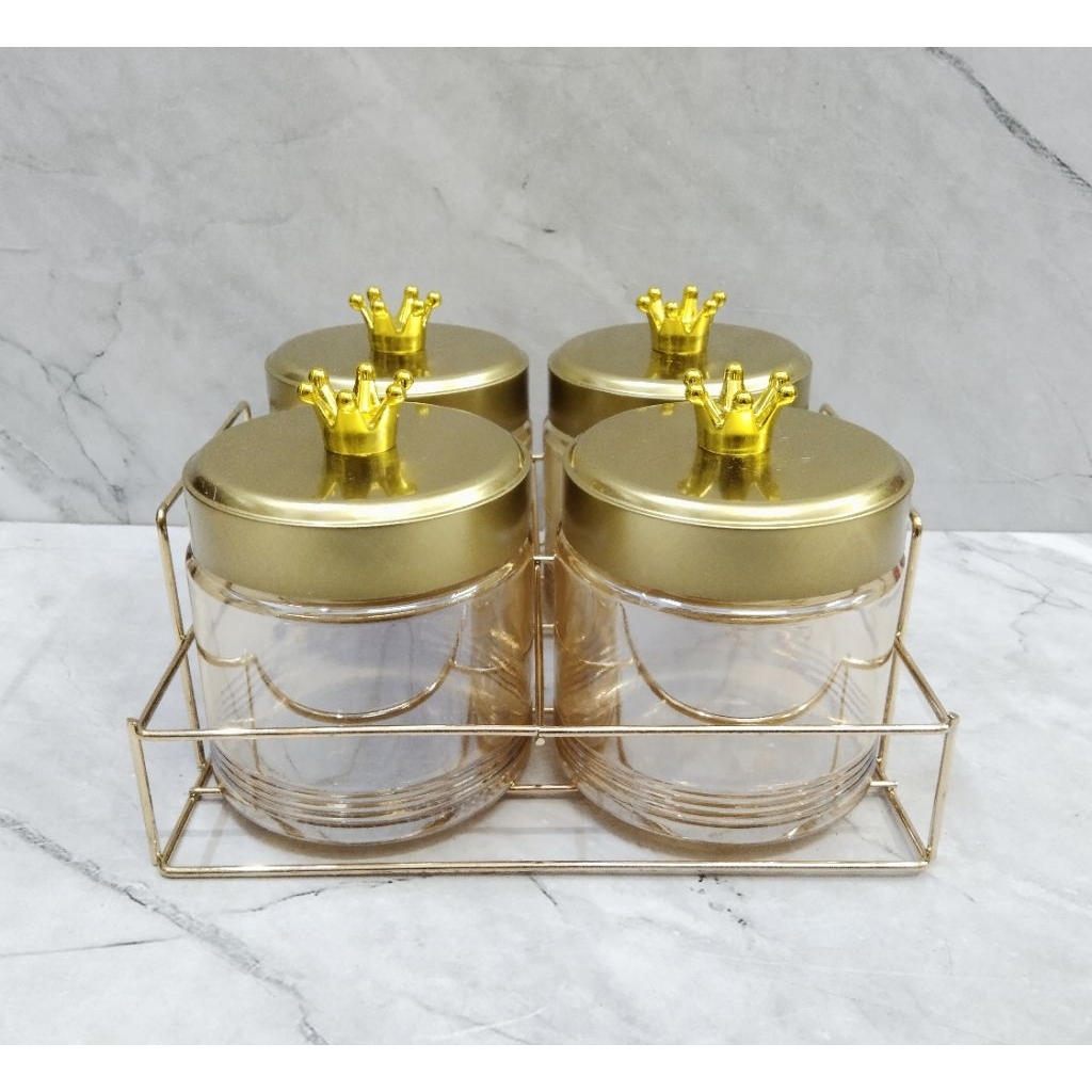 TOPLES KACA SET 4 PCS VENICE R420 GOLD / TOPLES LEBARAN / TOPLES IMLEK / TOPLES NATAL - VENICE