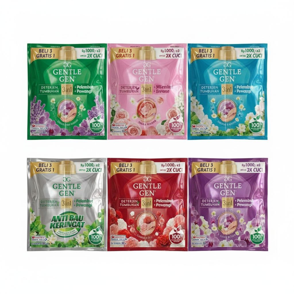 Gentle Gen deterjen cair isi 16 sachet free piring