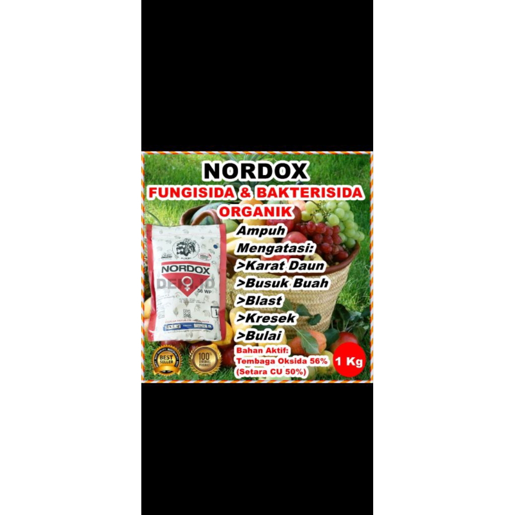 Nordox 1 kg, Nordox 56 WP isi 1000 g, Fungisida Bakterisida Nordox 56 WP 1000 gram-Anti Jamur Bakter