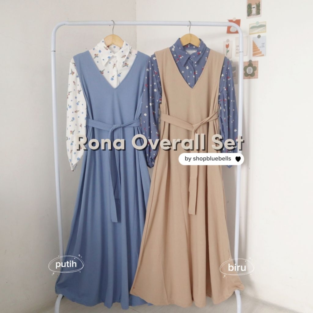 Overall Gamis Wanita Bahan Voxy Motif Bunga - Hitam dan Putih