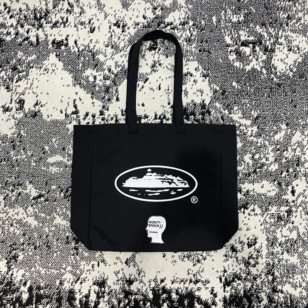 CORTEIZ RULES THE WORLD TOTE BAG BLACK WHITE
