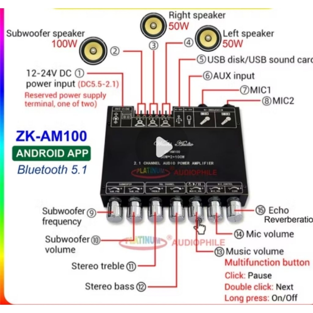 Amplifier Original Wuzhi Zk-AM 100