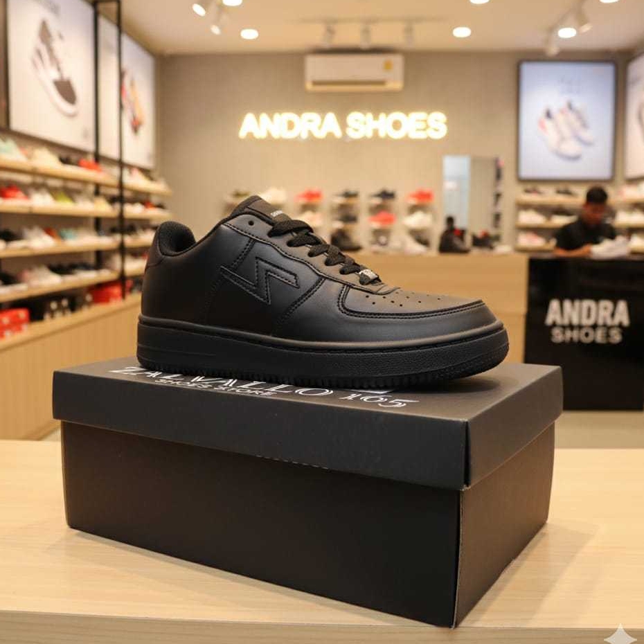 sepatu hitam anak sekolah sd smp sma pria wanita zalvallo