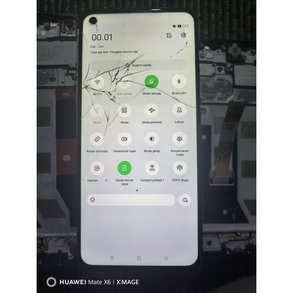lcd oppo a53 ori cabutan minus retak kaca
