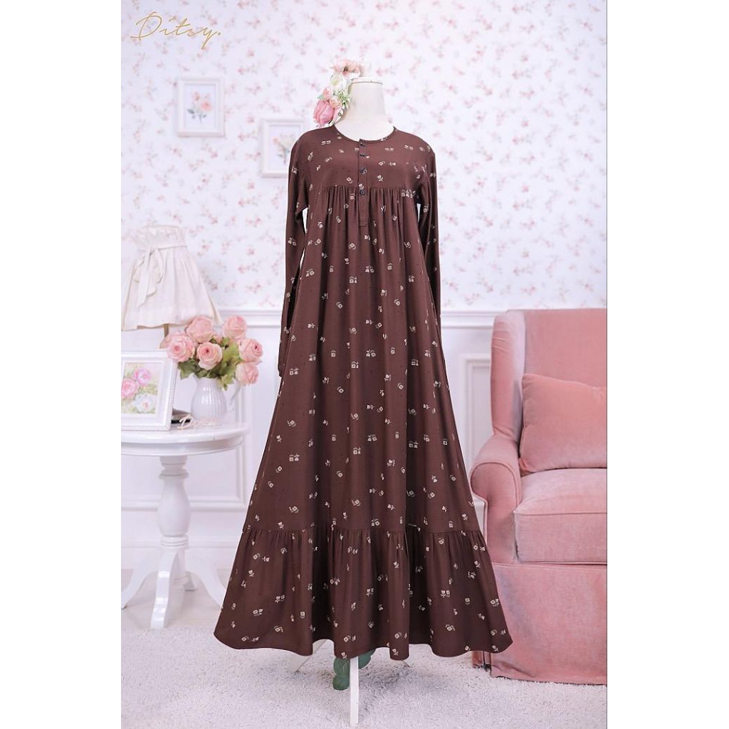 NIGHTGOWN DITSY FEBRUARI IVARA DARK CHOCOLATE SIZE L (BOOKED)