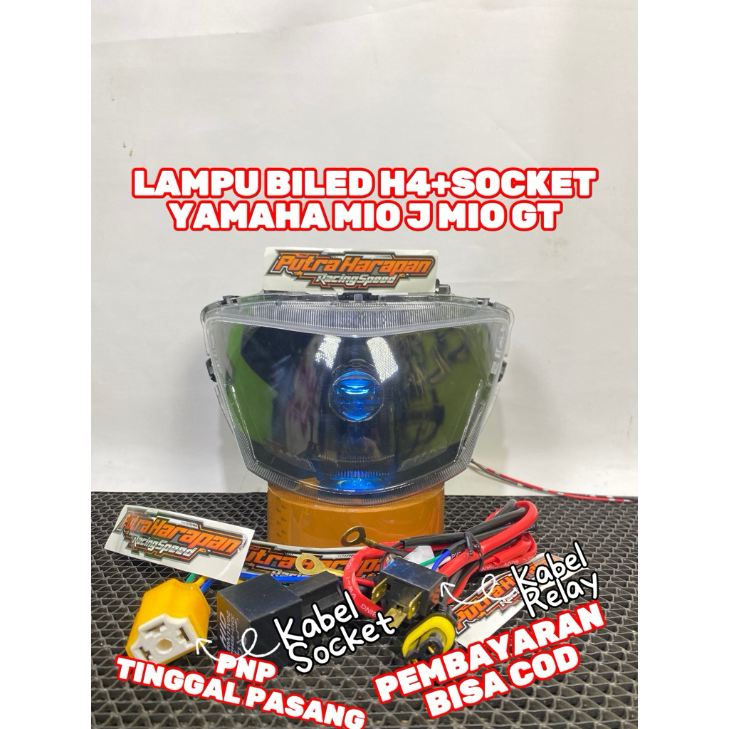 Reflektor Lampu Depan Biled H4 + Socket Mio J Mio Gt 2013 2014 Pnptinggalpasang