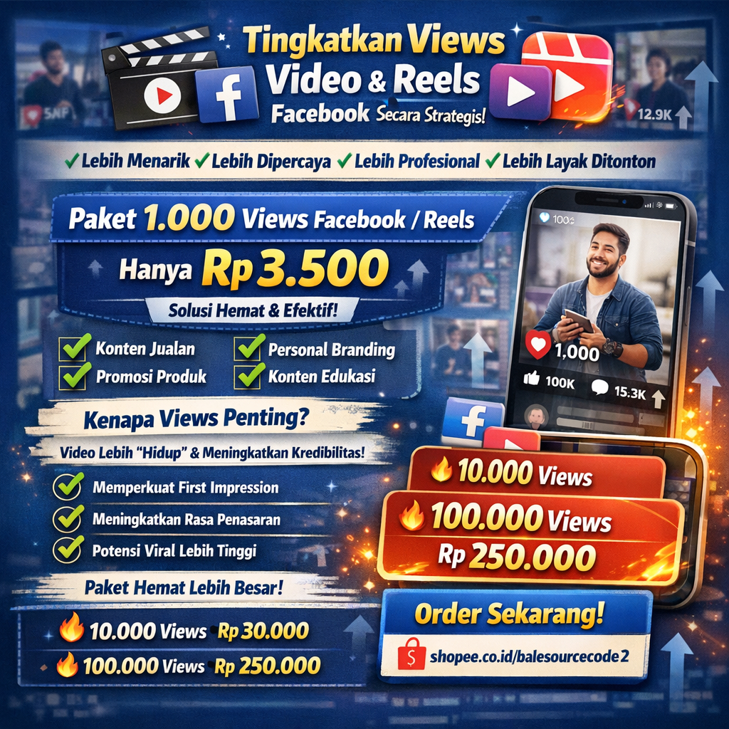 Jasa Tambah 1000 Views Facebook Reels & Video | Viewer FB Murah, Proses Cepat, Aman