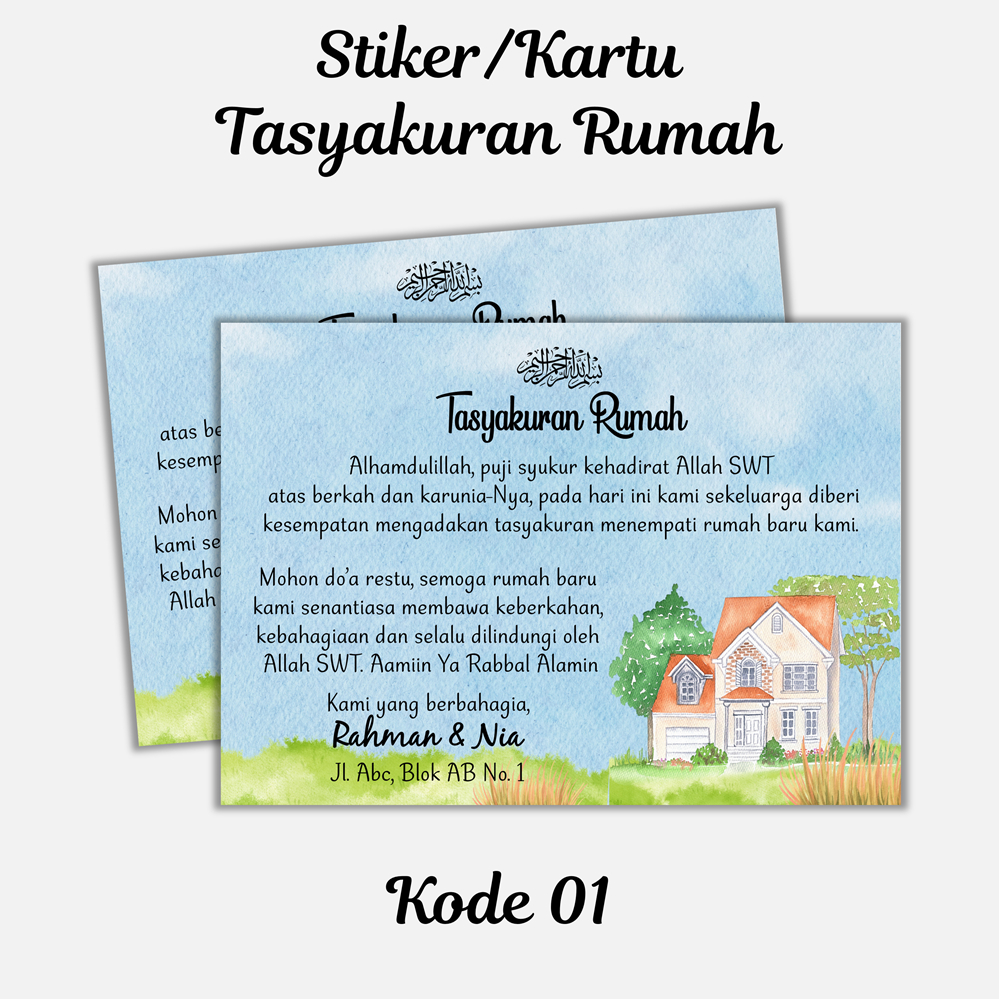 stiker syukuran rumah baru / kartu tasyakuran rumah baru / pindah rumah baru