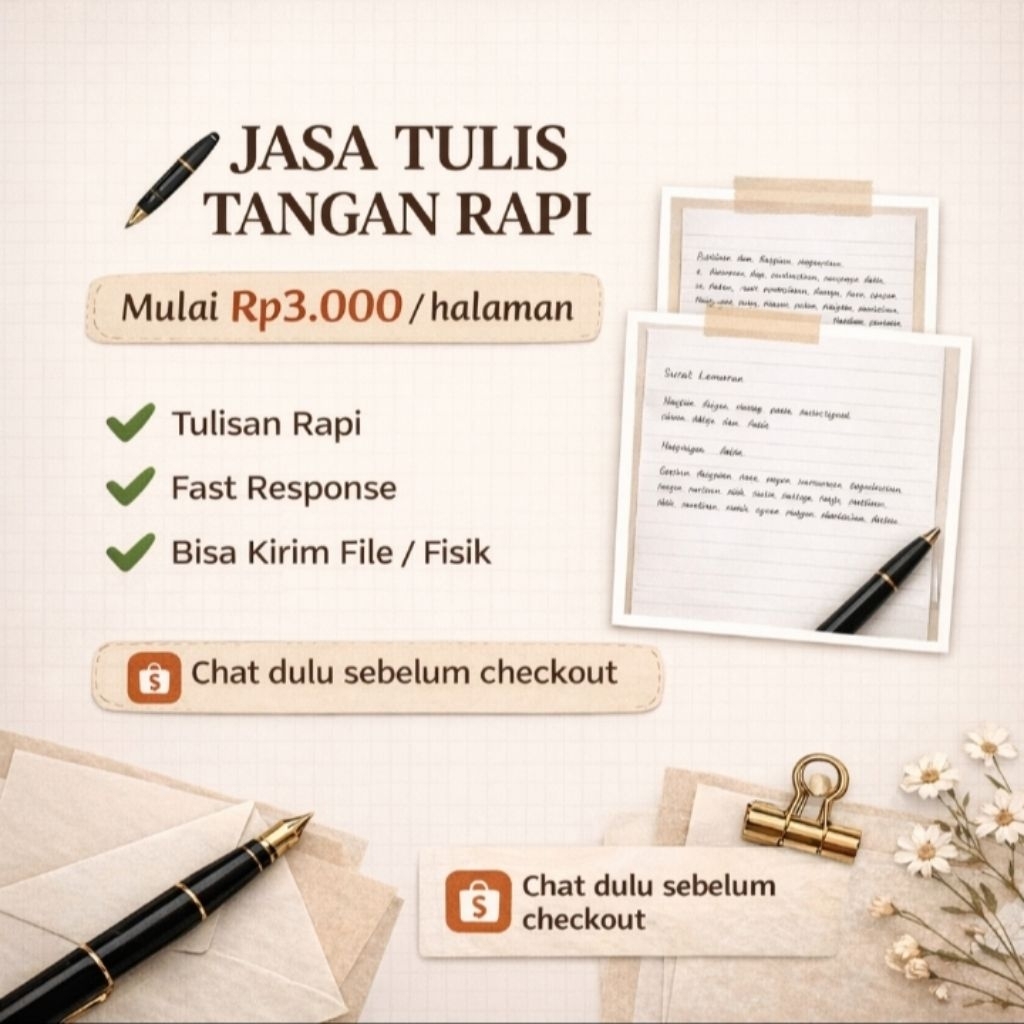Jasa tulis tangan (bisa dikirim dalam bentuk fisik/file)