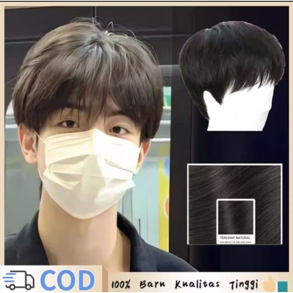 Wig rambut pria - WG001- hitam - Wig pendek