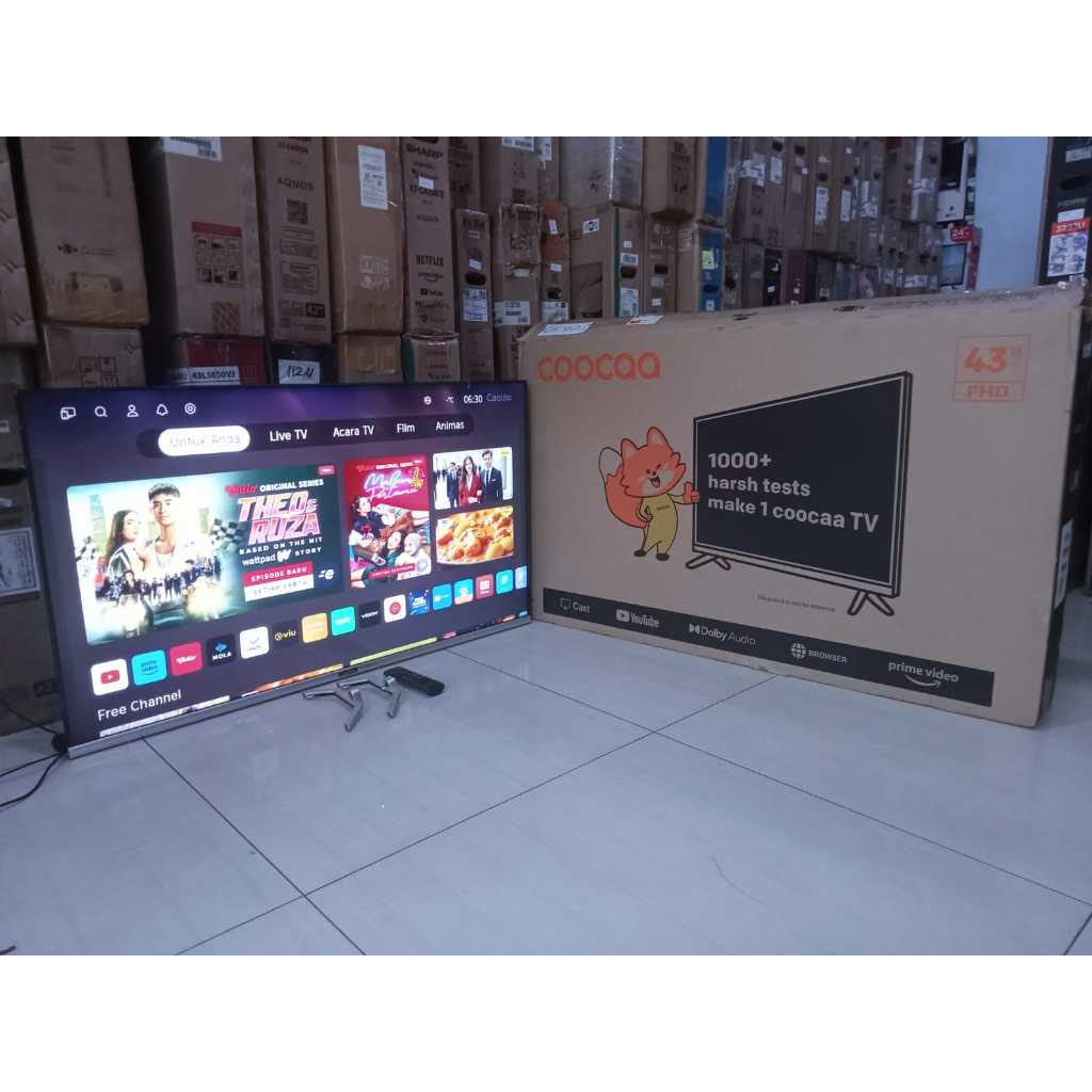 TV LED COOCAA 43IN FHD SMART TV YOUTUBE DIGITAL TV KONDISI BEKAS PEMAKAIAN 7166F