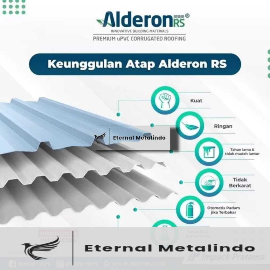 Atap Alderon RS UPVC Single Layer 4, 5 dan 6m Greca Roma Trimdek Kanopi
