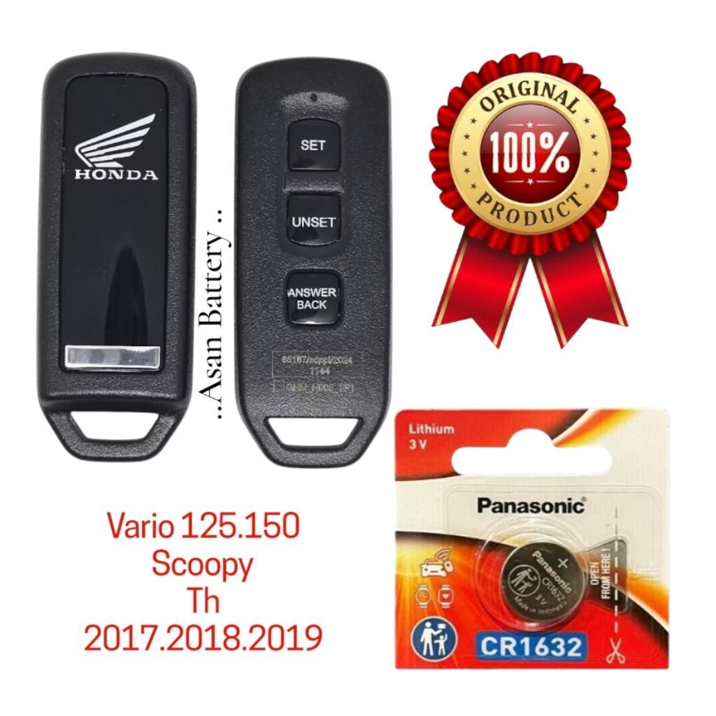 Baterai Kunci Remote Vario 125 150 lama Scoopy Lama Tahun 2017 2018 2019 Remot 3 Tombol