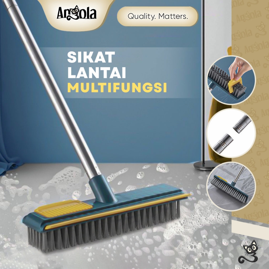 ANGOLA Sikat Dorong Lantai D46 Alat Sikat Toilet Sikat Kamar Mandi Gagang Panjang 2IN1
