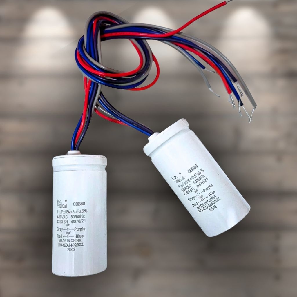 KAPASITOR MESIN CUCI 2TABUNG BICAI CBB60 11*3UF ORIGINAL SHARP