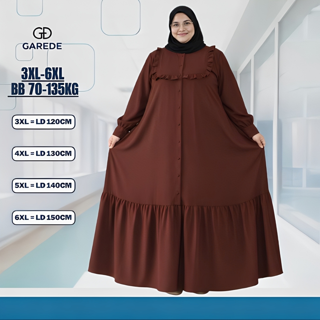 Garede - Gamis Jumbo LD 120 130 140 150 Lebaran Polos Wanita Crinkle Premium Lebaran Syari Terbaru