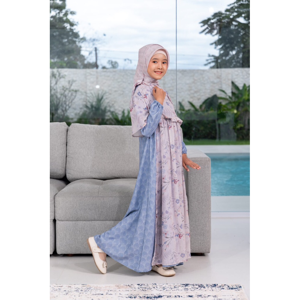 Skyshop Hijab Adore Dress Anak Series Raya Terbaru By Giok Bahan Diyona Printing
