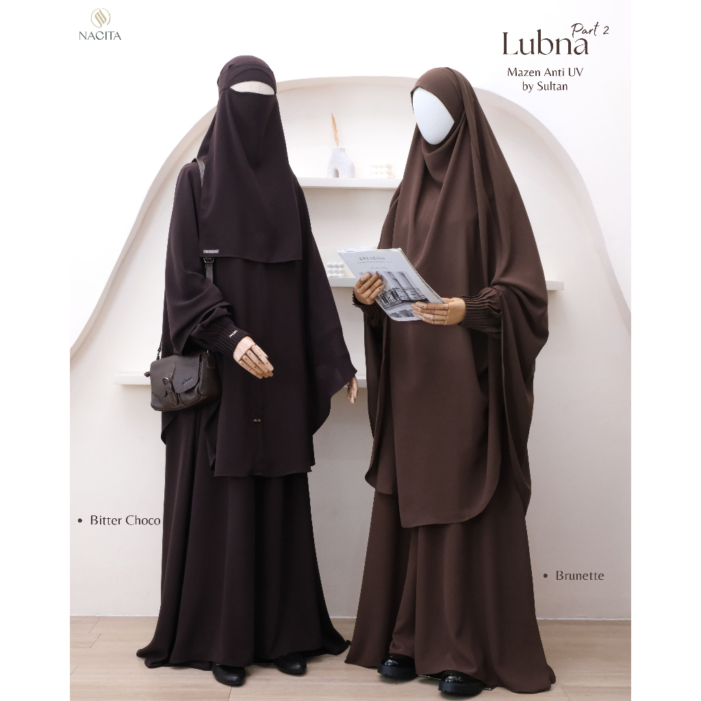 Nacita ~ LUBNA Set Bahan Mazen Anti UV / Gamis Syari Lebaran Umrah Haji Gamis Premium Busui Friendly