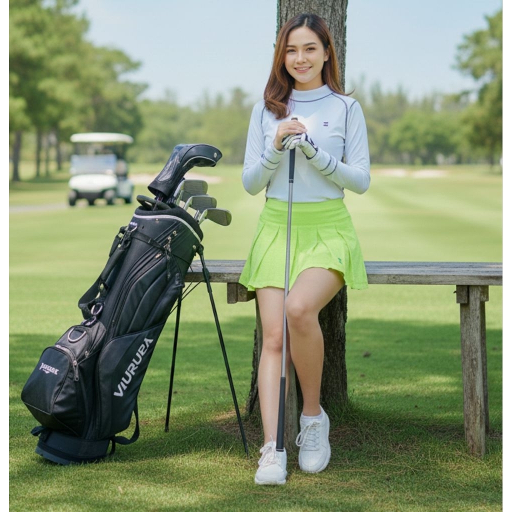 Tori Golf Women's Mock Neck Long Sleeve - Atasan Golf Wanita Anti-UV
