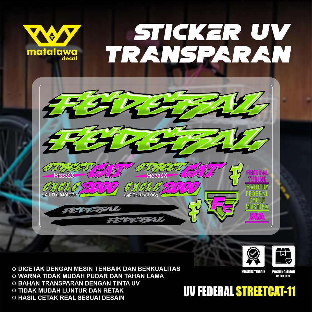 Stiker Decal FEDERAL UV TRANSPARAN STREET CAT MG33SX Stiker Sepeda Kalcer  GRAFFITI SET 11