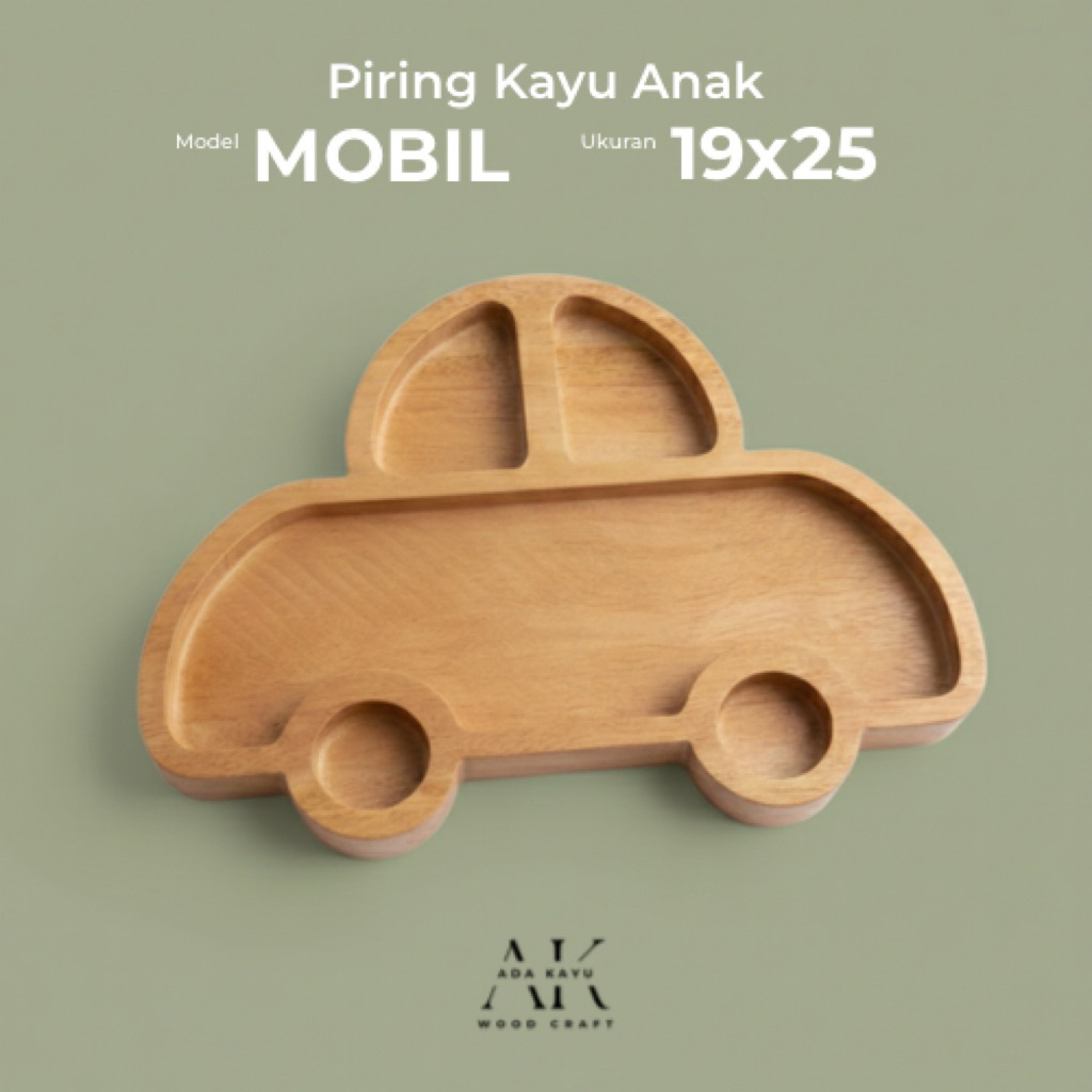 ADA Piring Kayu Anak FOOD GRADE | Piring Karakter Lucu | Tempat Makan MPASI Anak Bayi Bentuk Hewan