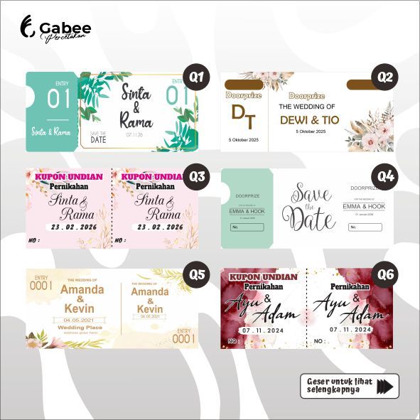 KUPON UNDIAN PERNIKAHAN / KUPON WEDDING / KUPON PENGAMBILAN SOUVENIR