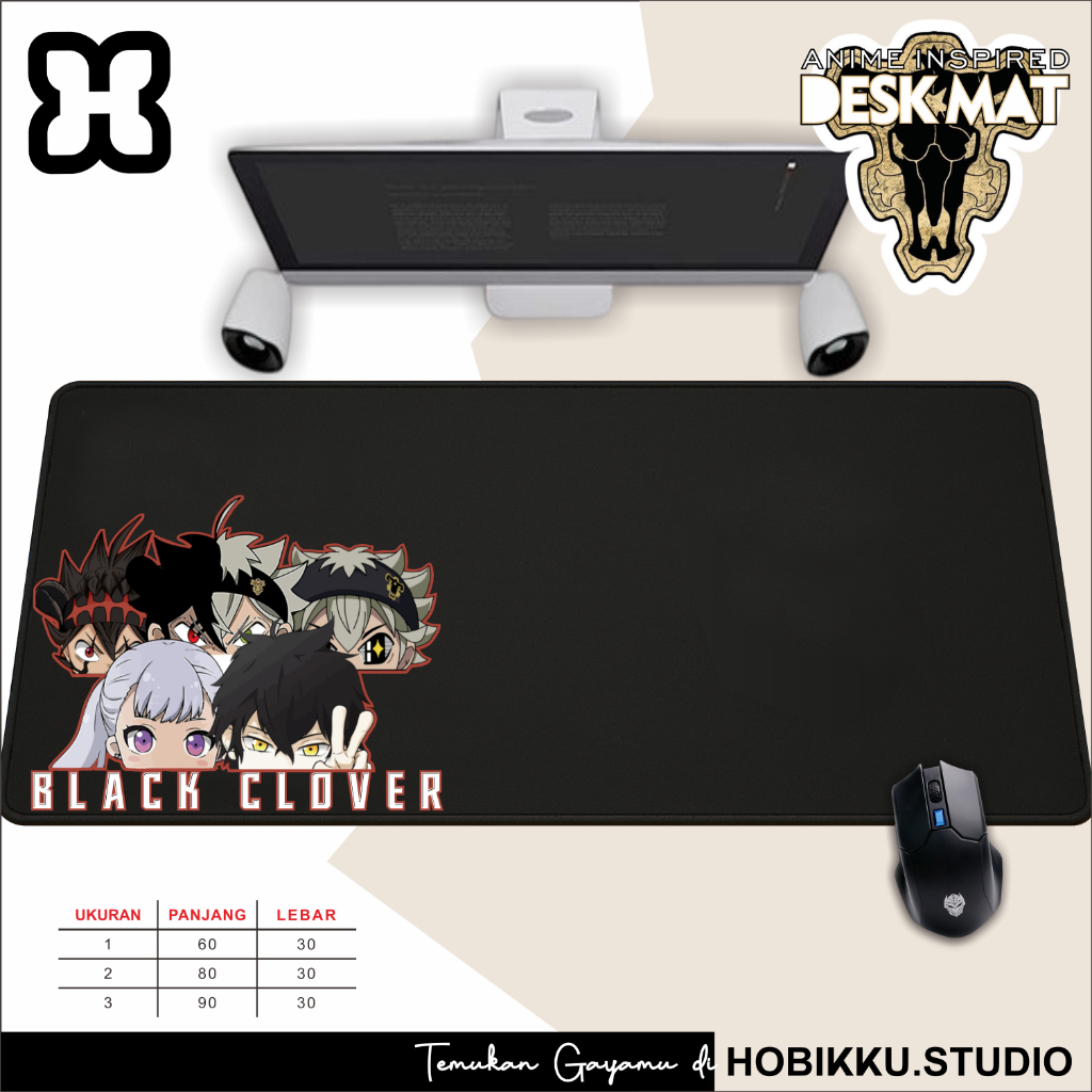 Deskmat mousepad extended anime ASTA BASIC - BLACK CLOVER Big Size 60x30 80 x 30 90x40 Anti Selip Mo