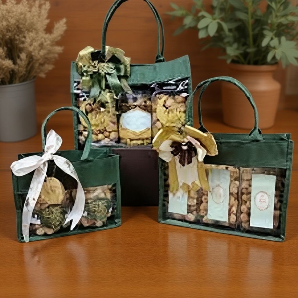 Tas Hampers Lebaran kanvas Transparan Anti Air