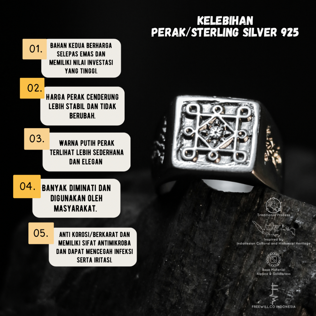 Cincin Perak Pria TARASU FREEWILL - 925 Sterling Silver