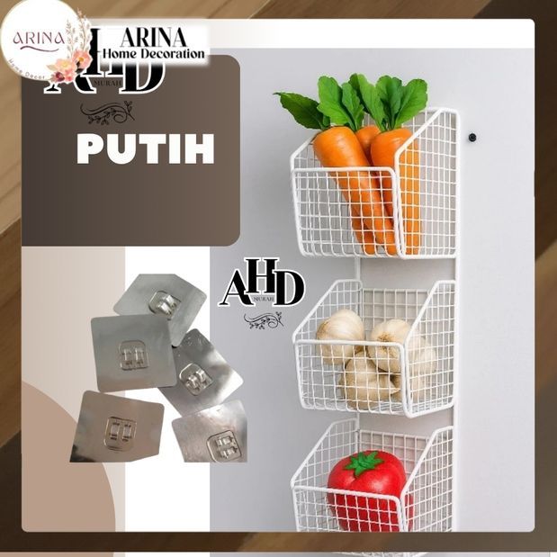 Rak Bumbu Tempel Dinding / Keranjang Trapesium Susun 3 Tbk