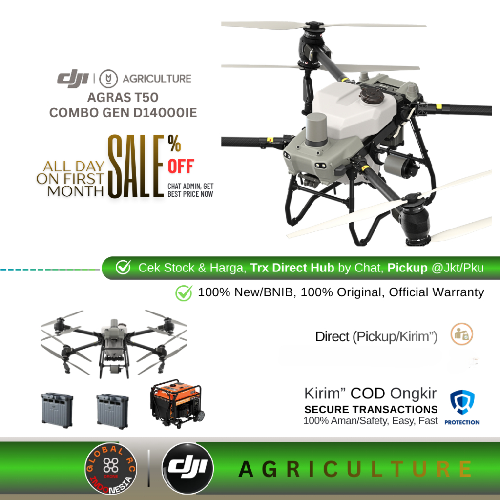 Dji Agras T50 Combo Generator D14000IE Drone Penyemprotan Pertanian Perkebunan