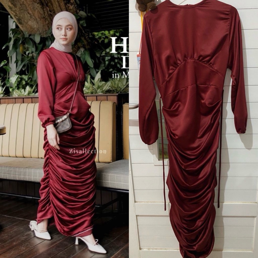 [PRELOVED] Hazel dress (zisallection) dress kaftan lebaran bukber gamis