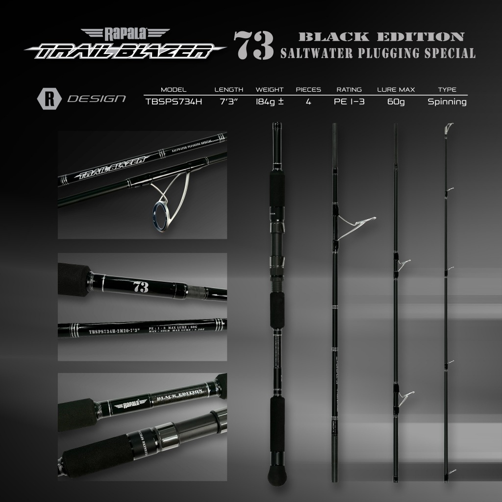 Joran Travel Rapala Trail Blazer Saltwater plugging Special 73 Black Edition - Rod TBSPS734H
