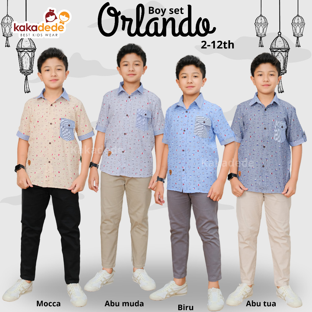 setelan anak laki-laki 2-12 tahun Orlando kemeja set pant kakadede kidswear